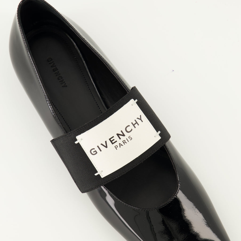 Givenchy ballerinas, Sliced Square model, patent leather shoes, square toe flats, luxury footwear
