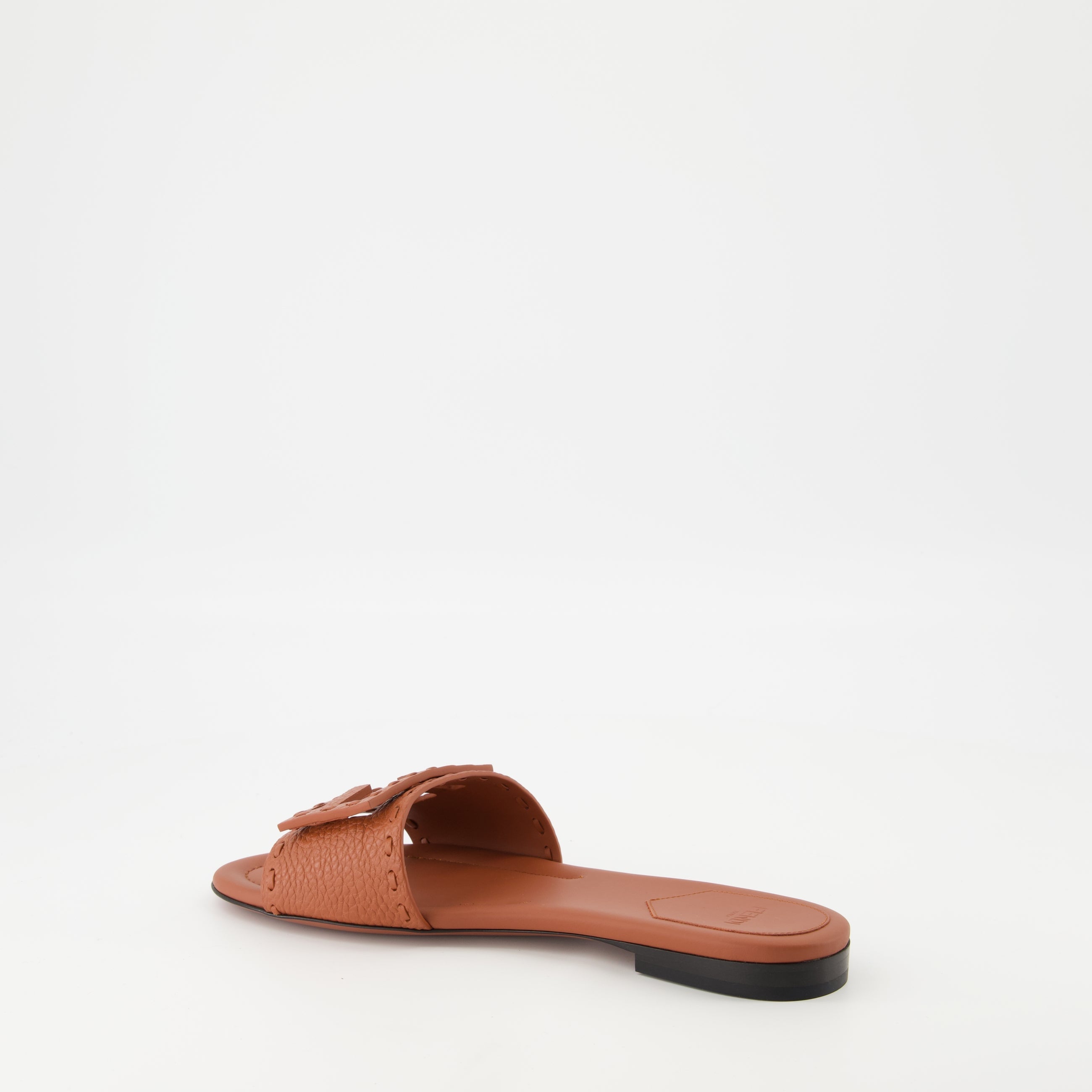 leather sandals, Baguette sandals, FF logo sandals, brown summer footwear, luxury sandals