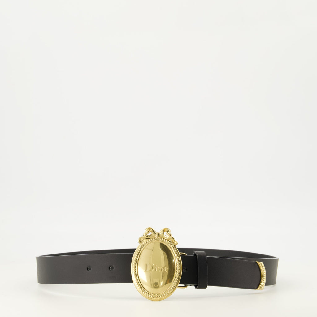 Ceinture médaillon en cuir noir