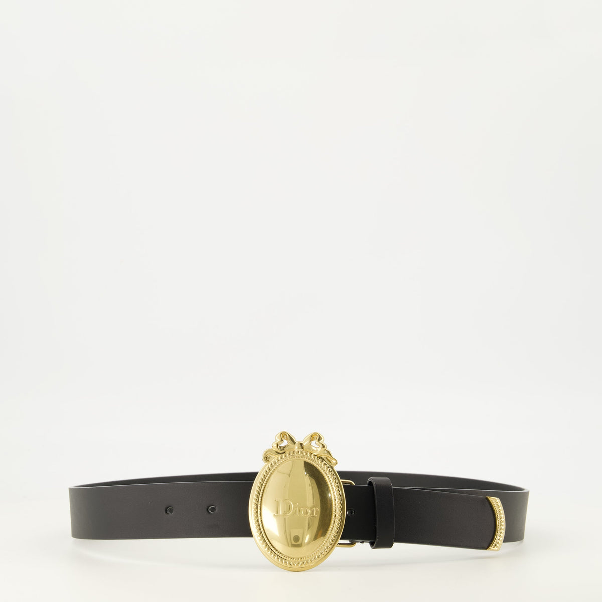 Ceinture médaillon en cuir noir