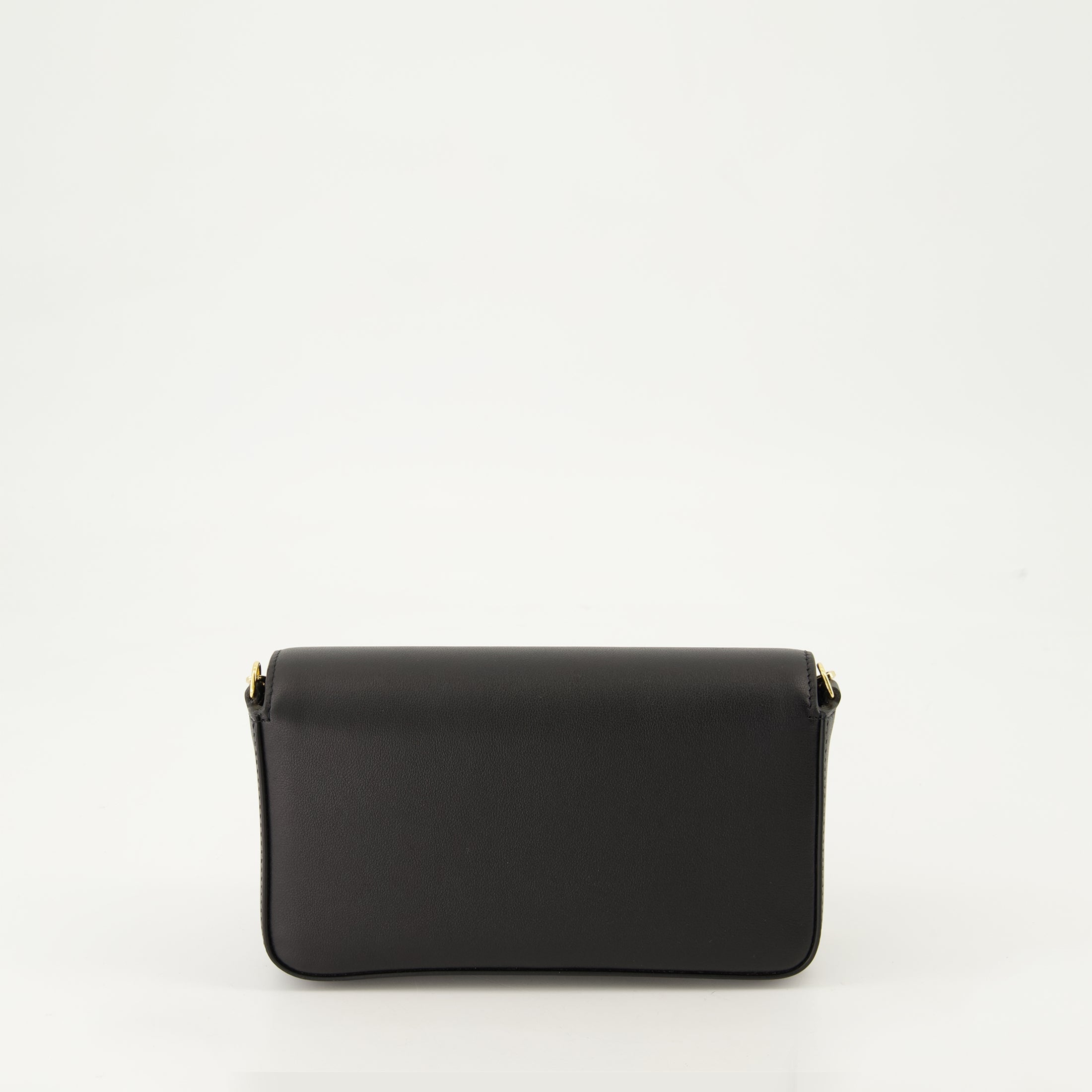 Black leather bag, Mini shoulder bag, Valentino handbag, Chain strap purse, Gold-tone details