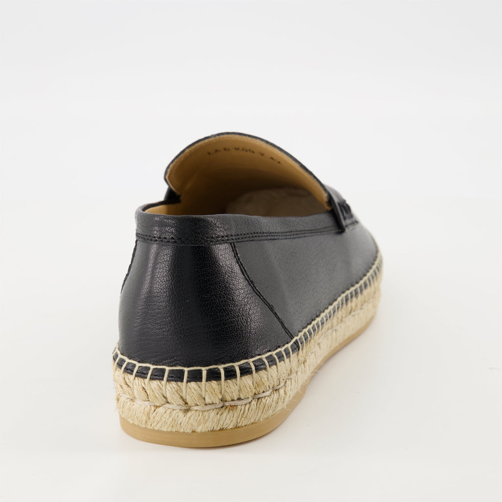 black leather espadrilles, VLogo espadrilles, designer footwear, slip-on espadrilles, Valentino Garavani