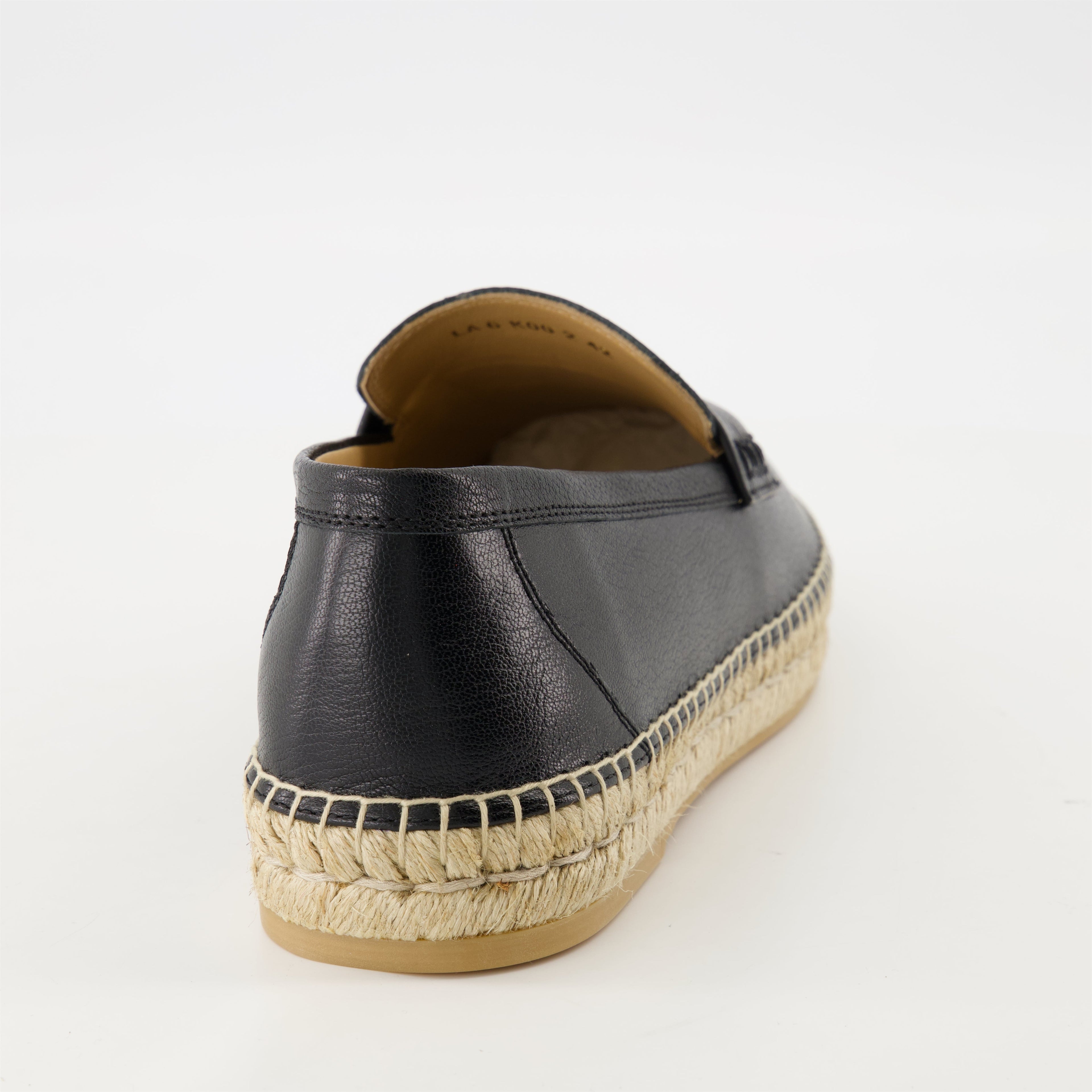 black leather espadrilles, VLogo espadrilles, designer footwear, slip-on espadrilles, Valentino Garavani