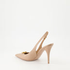 Valentino Garavani, VLogo pumps, powder pink leather pumps, luxury ankle footwear, designer shoes