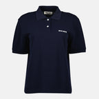 Image of Piqué Cotton Polo Shirt by Miu Miu for Women - Season Spring-Summer 2026 - Front View