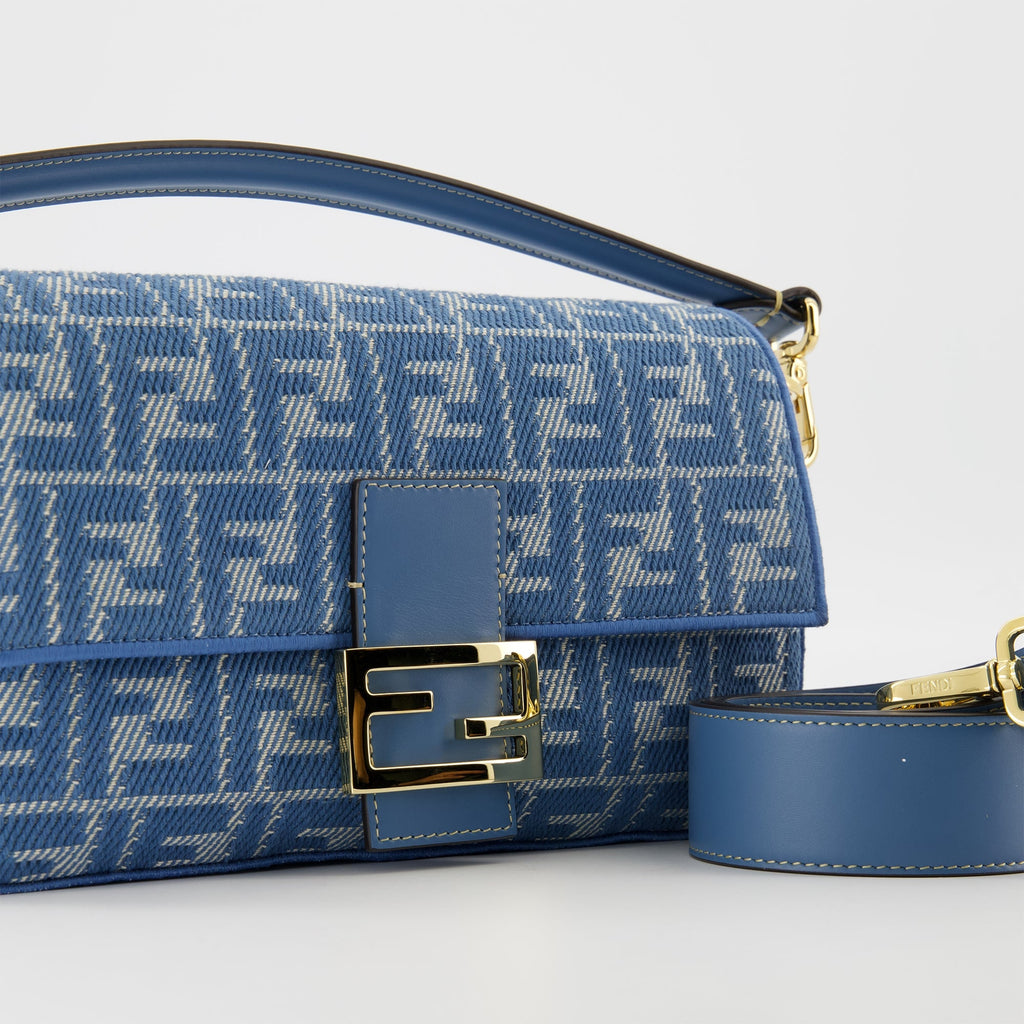 Image of Denim Effect Baguette Bag by Fendi for Women - Season Spring-Summer 2025 - Detail View 1