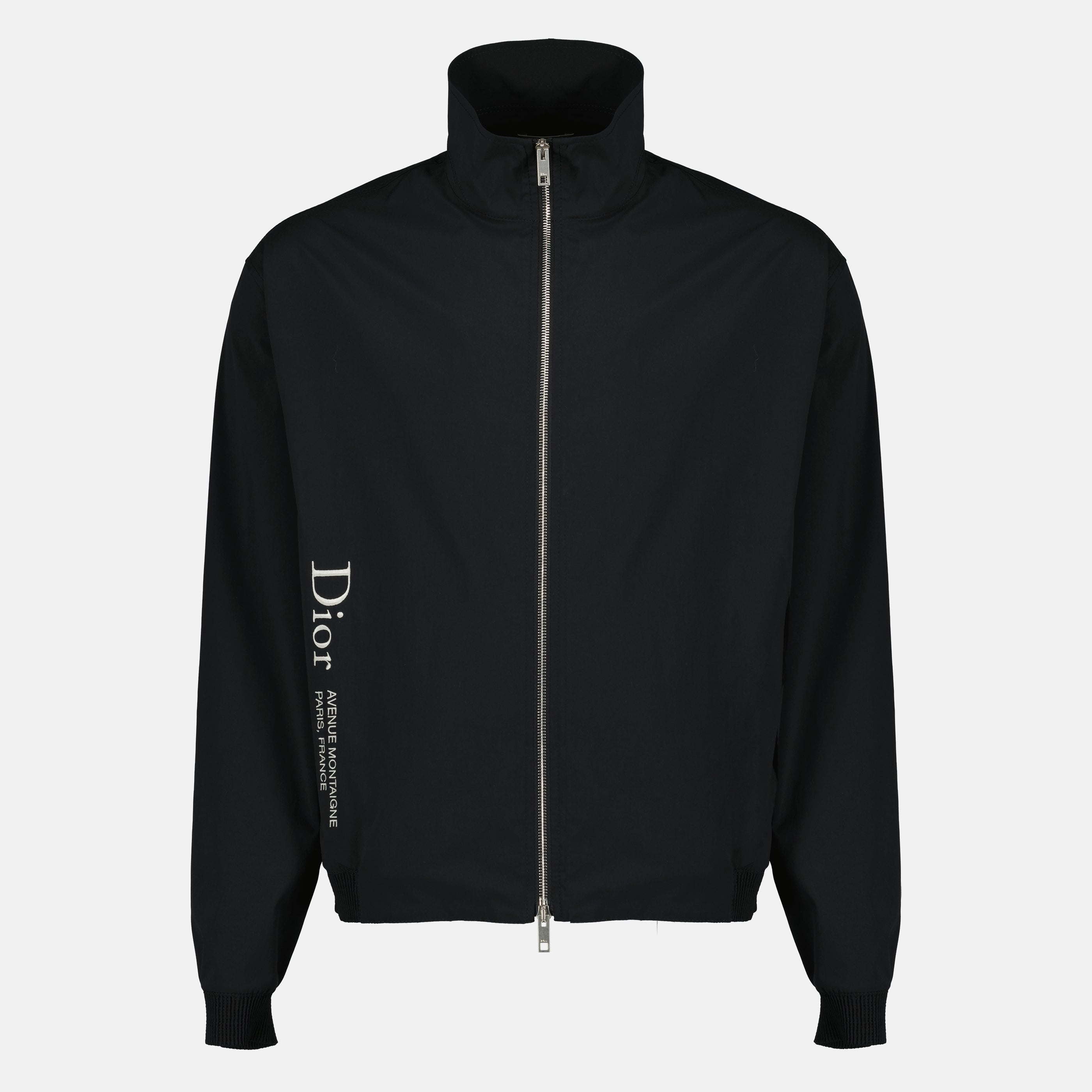 Black Zipped Jacket with Dior Embroidery