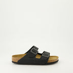 Image of Black Leather Sandals by Birkenstock for Men - Season Autumn-Winter 2024 - Right Side View