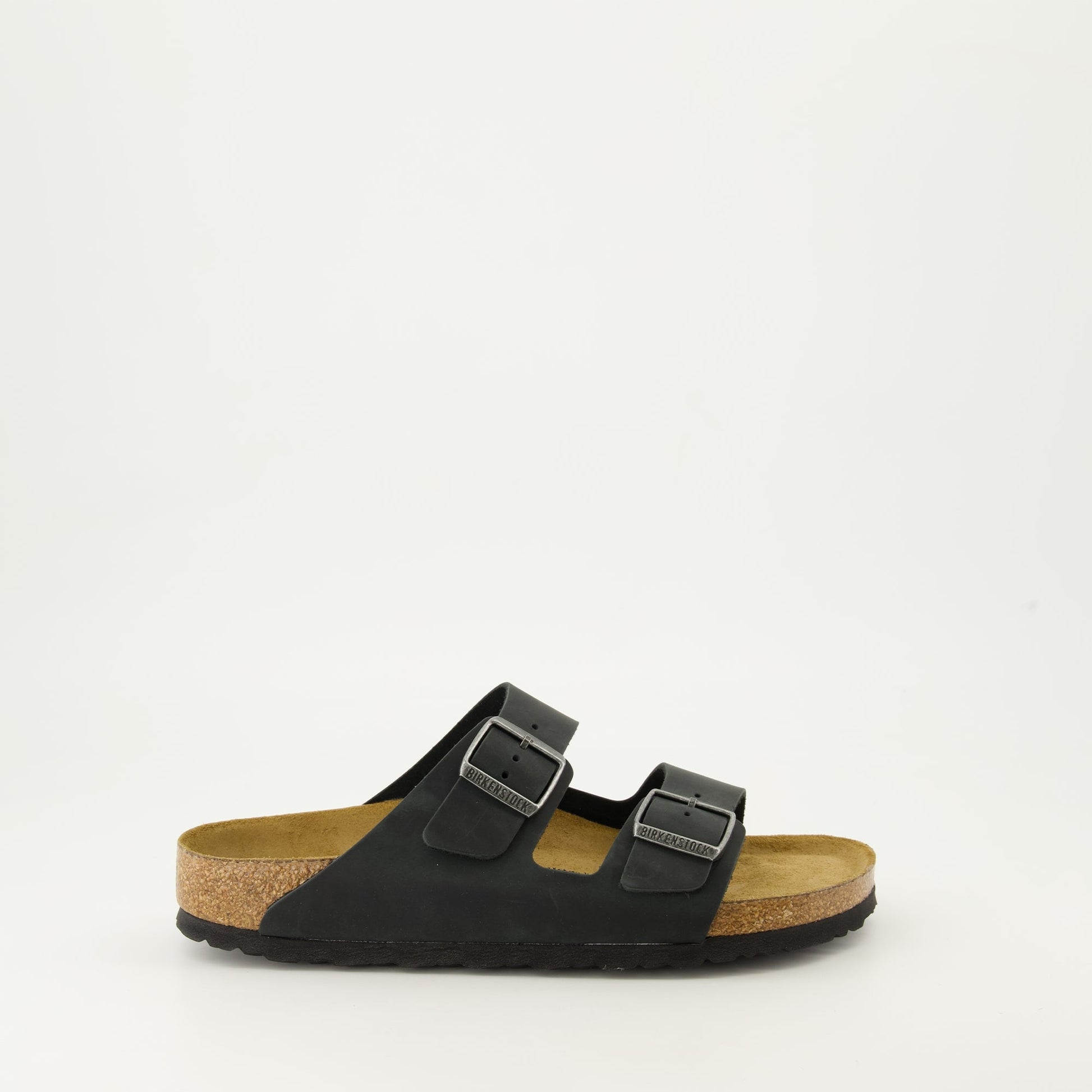 luxury sandals, black leather sandals, comfortable molded sole, open toe sandals, Arizona collection