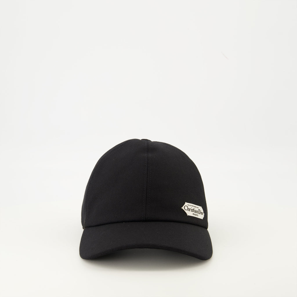 Dior cap, black cotton cap, adjustable strap cap, Dior Oblique cap, elegant baseball cap