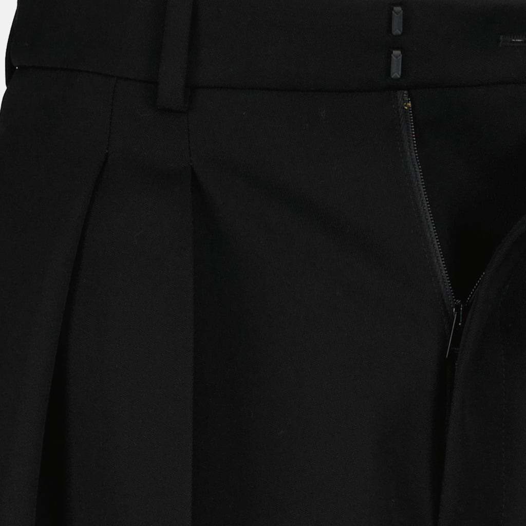 Image of Black Wool Trousers by Saint Laurent for Women - Season Spring-Summer 2025 - Detail View 5