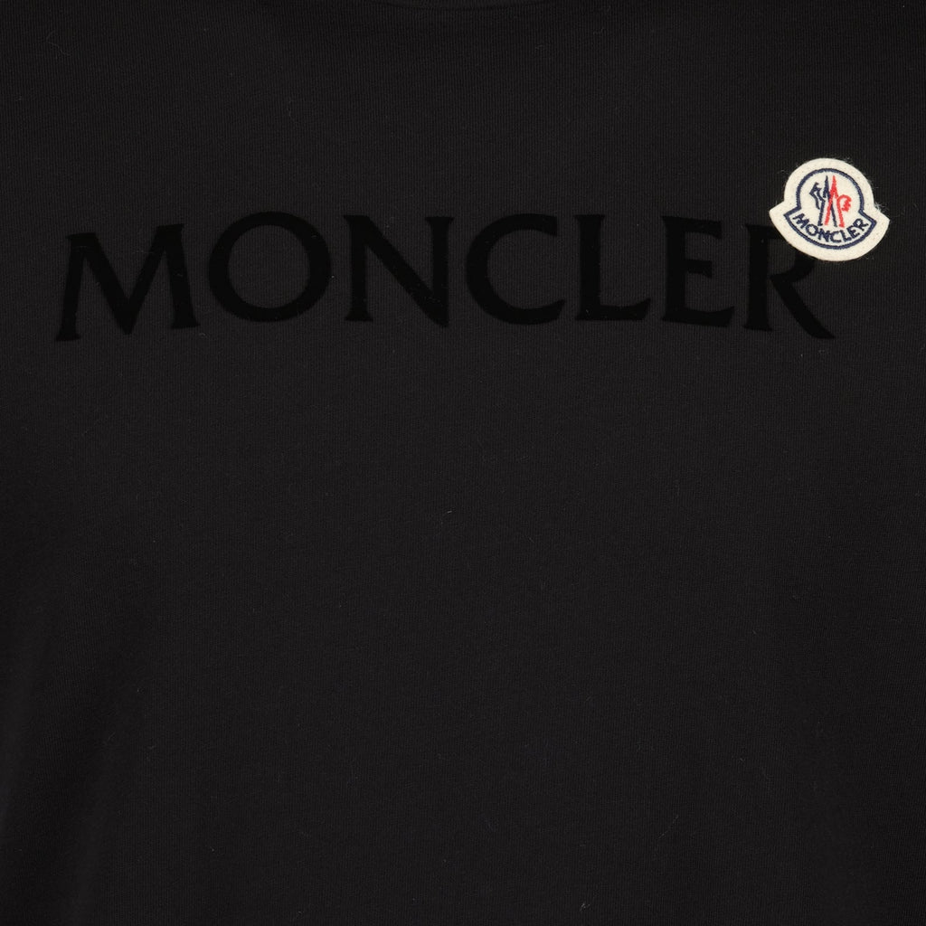 Moncler black T-shirt, Signature logo tee, Cotton T-shirt, Men's designer tee, Round neck T-shirt