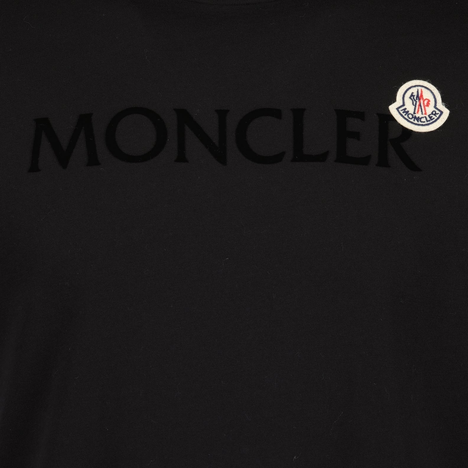 Moncler black T-shirt, Signature logo tee, Cotton T-shirt, Men's designer tee, Round neck T-shirt