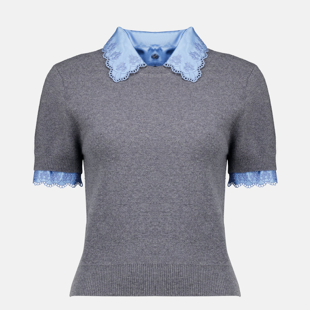 Pull gris en laine et cachemire