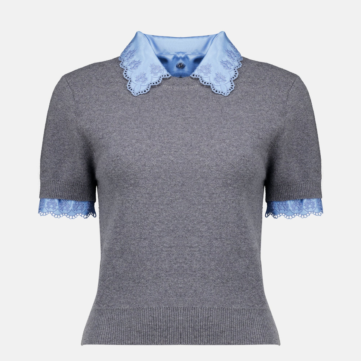 Pull gris en laine et cachemire