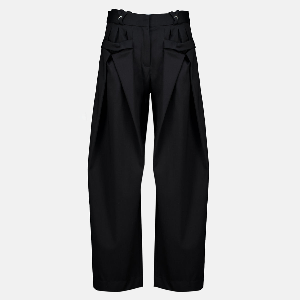 Black Wide-Leg Wool Pants
