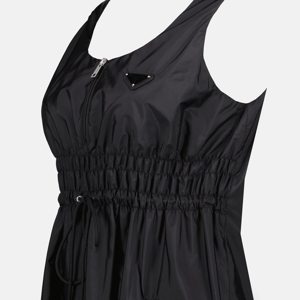 Prada dress, black Re-Nylon, sleeveless dress, luxury fashion, eco-friendly fashion
