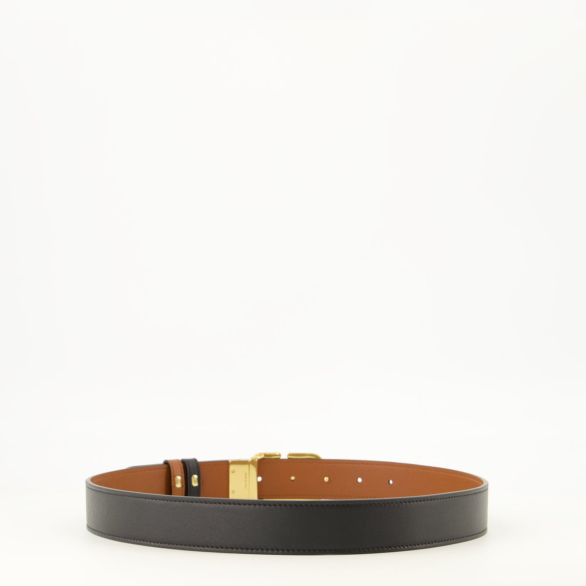 Cintura reversibile in pelle marrone VLogo