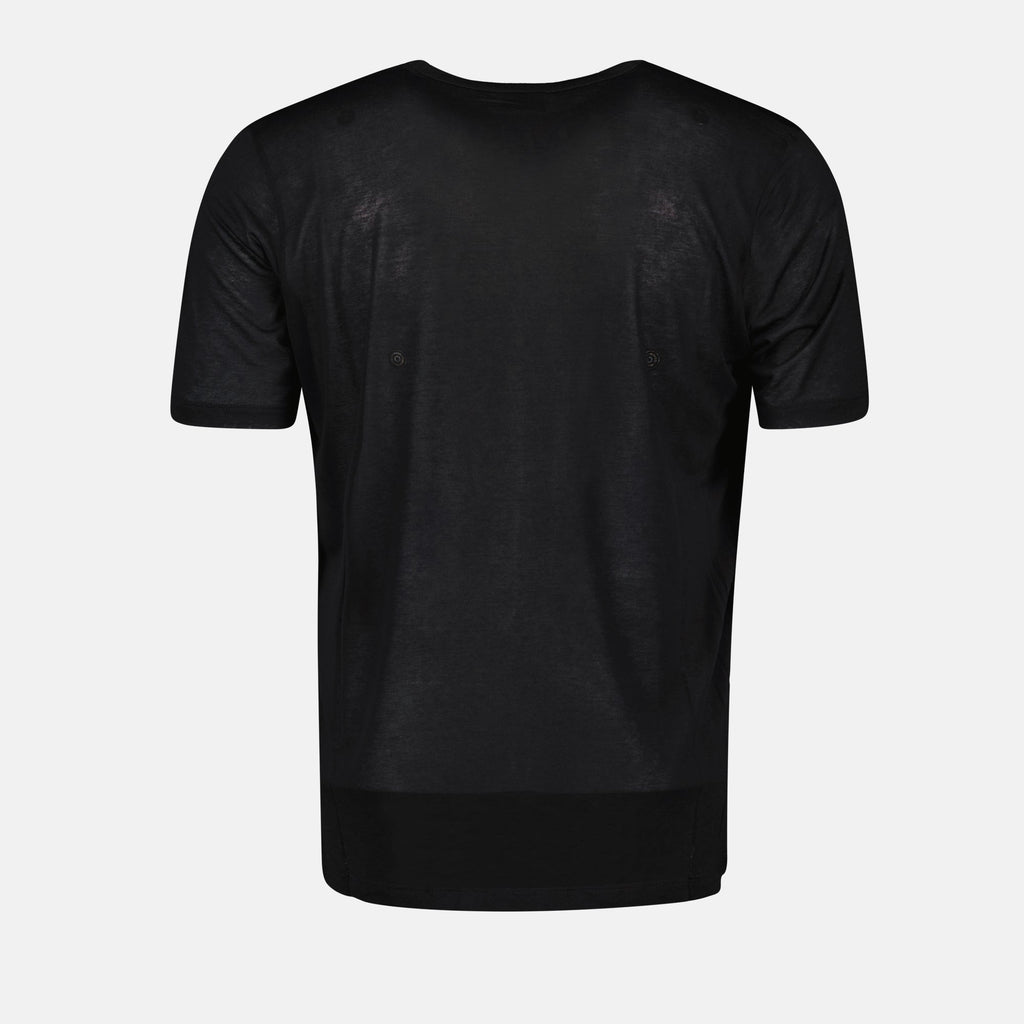 Image of Black Viscose T-Shirt by Saint Laurent for Men - Season Autumn-Winter 2024 - Detail View 2