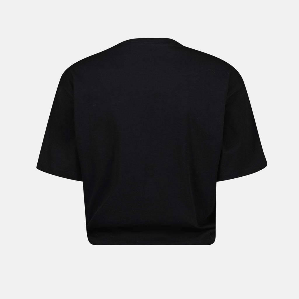 crop t-shirt, black t-shirt, strawberry print, cotton top, modern style