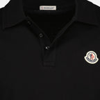 Image of Black Piqué Cotton Polo by Moncler for Men - Season Autumn-Winter 2025 - Product detail view 3