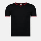 Imagem da T-shirt preta e vermelha Signature da Courrèges para Homens - Temporada Primavera-Verão 2025 - Vista frontal