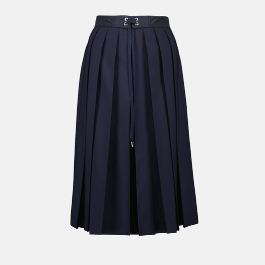 pleated skirt, navy skirt, Moncler design, women's fashion, cotton skirt