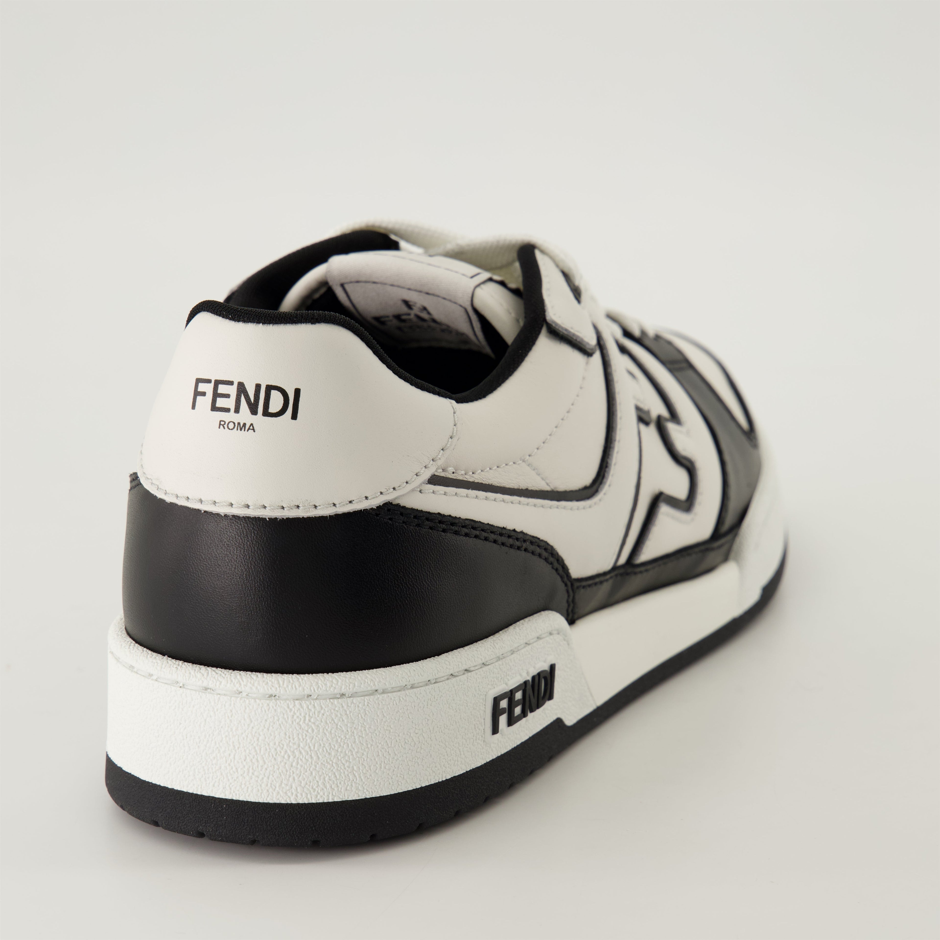 Image of Black and White Logo Sneakers by Fendi for Men - Season Autumn-Winter 2024 - Back View