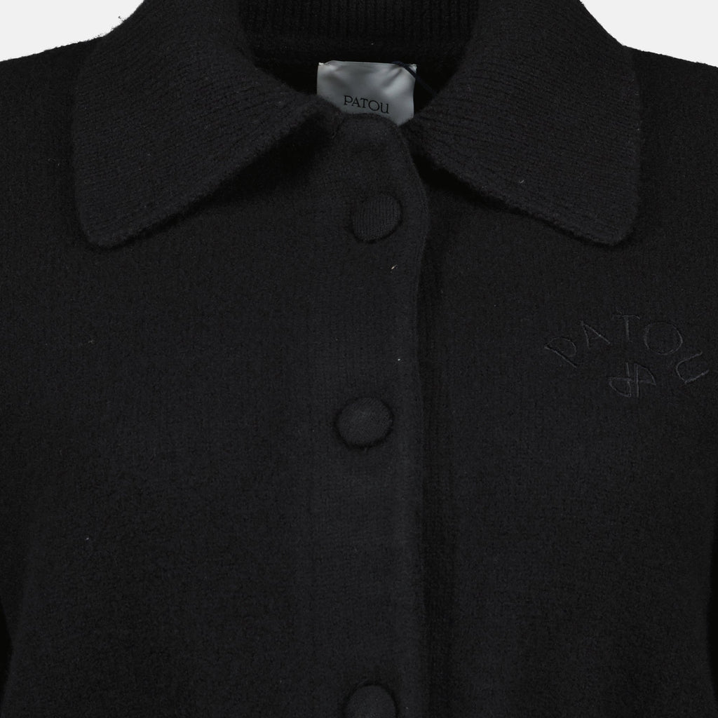 black cardigan, Patou wool cardigan, women's fashion, luxury knitwear, autumn-winter collection