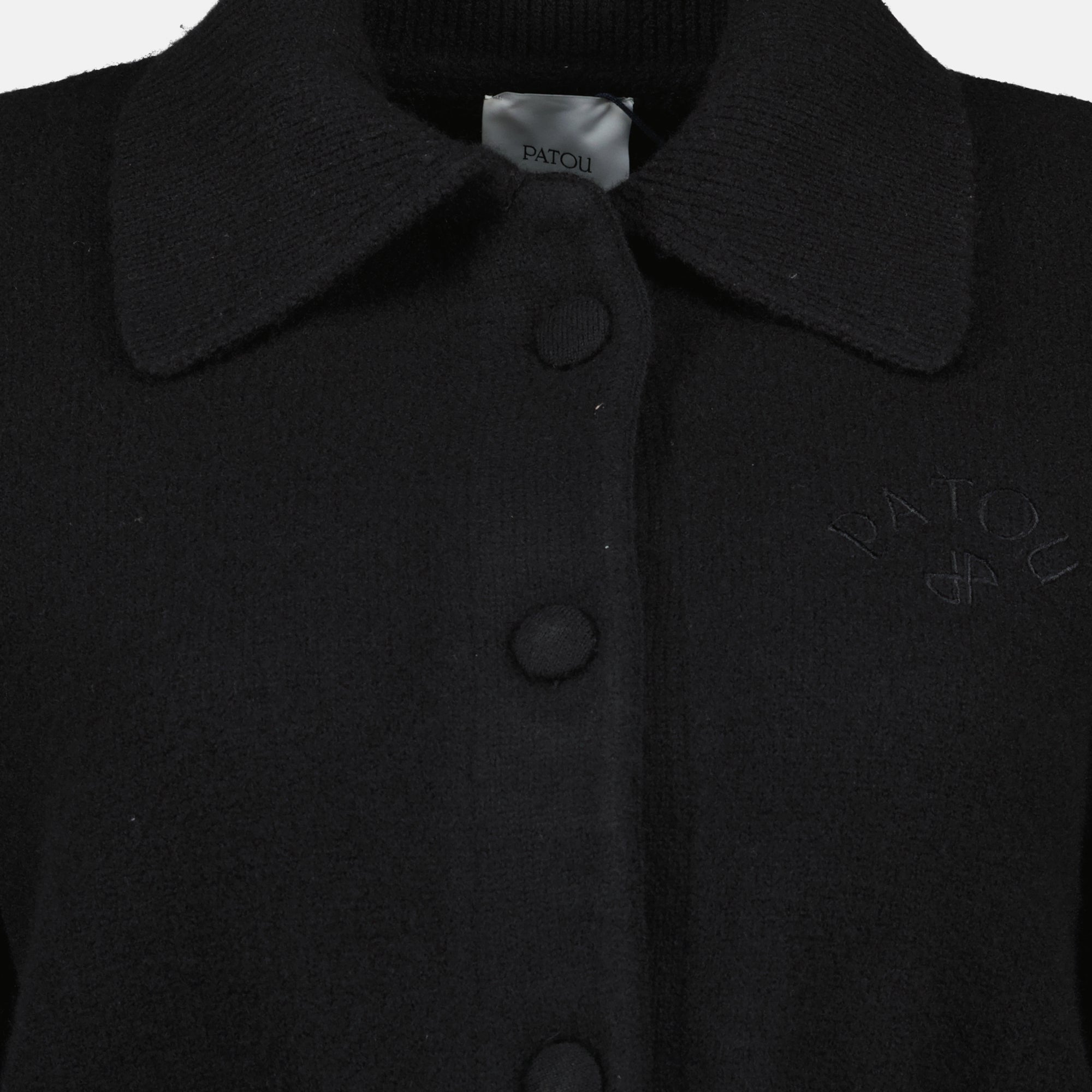 black cardigan, Patou wool cardigan, women's fashion, luxury knitwear, autumn-winter collection