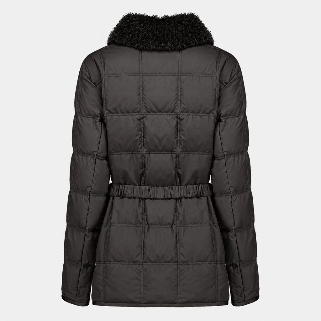 Schwarze Daunenjacke mit Gürtel