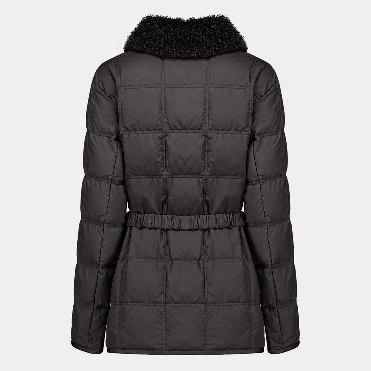 Schwarze Daunenjacke mit Gürtel