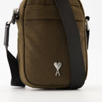 crossbody bag, Ami Paris, brown bag, waterproof polyester, adjustable strap