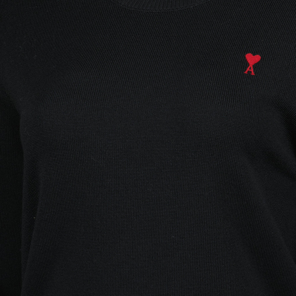 Image of Ami de Coeur Black Sweater by Ami PARIS for Women - Season Autumn-Winter 2025 - Product detail view 3