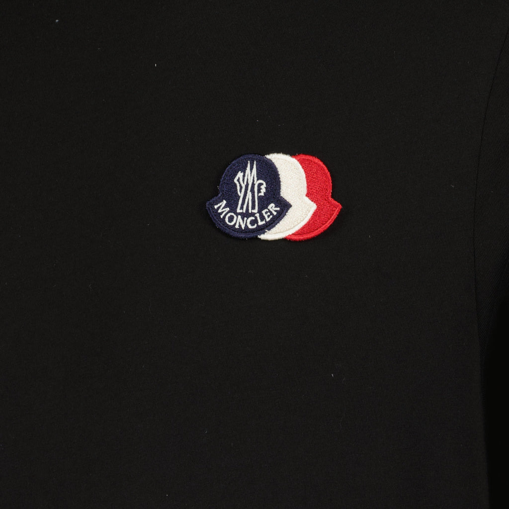 トリカラー ロゴ ブラック コットン Tシャツ