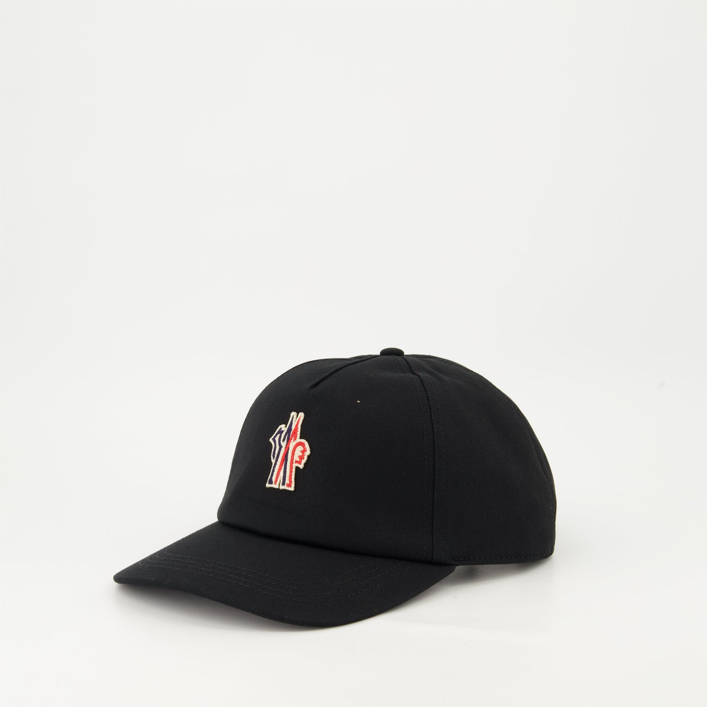 luxury cap, black gabardine cap, Moncler Grenoble cap, designer accessory, premium cotton cap