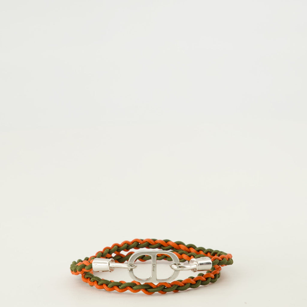 Bracelet en cuir à double tour CD Icon