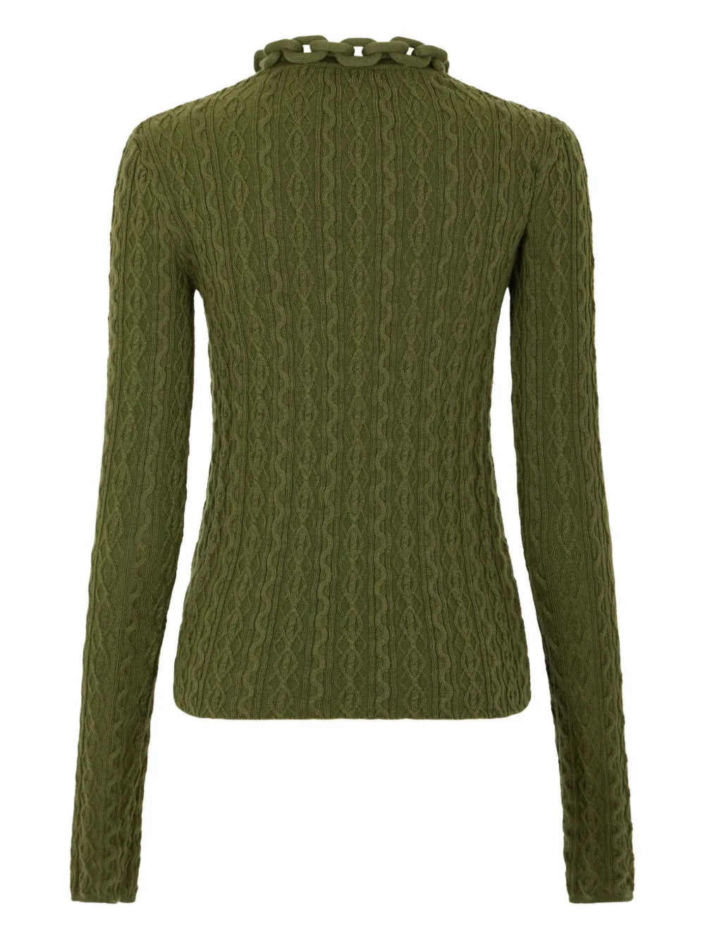 Kaki Wool Knit Sweater with Chain