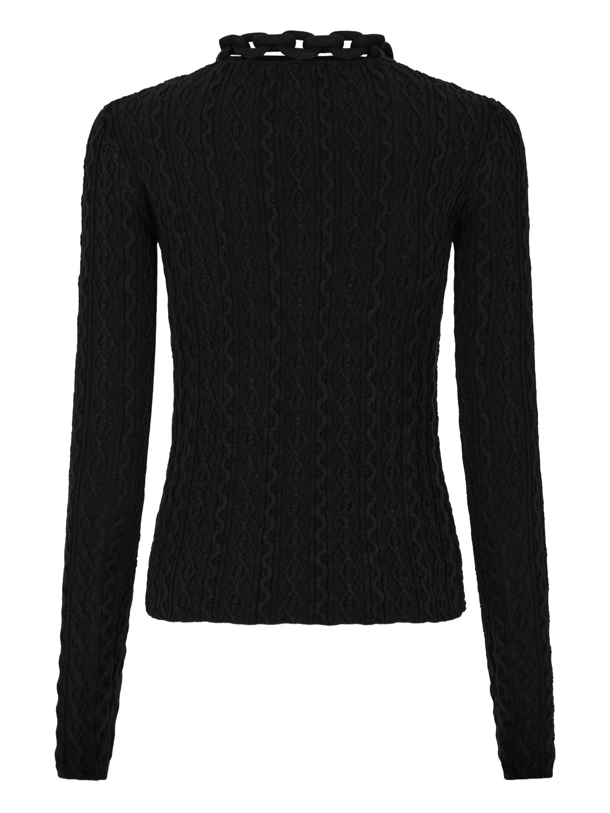 Image of Black Wool Knit Pullover by Rabanne for Women - Season Autumn-Winter 2025 - Model View 2