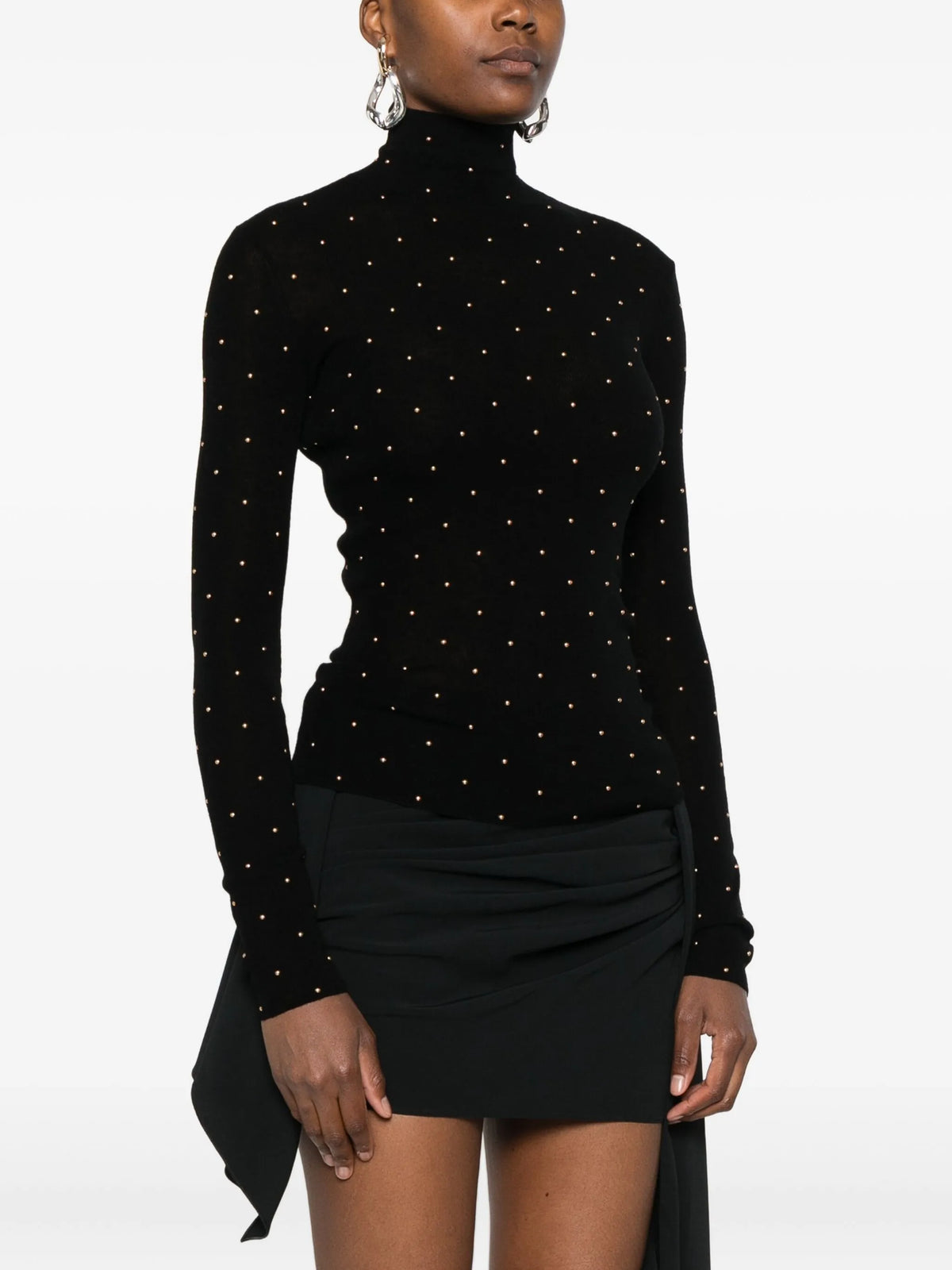 Image of Fine Wool Turtleneck with Rivet Detail by Rabanne for Women - Season Spring-Summer 2026 - Model View 2
