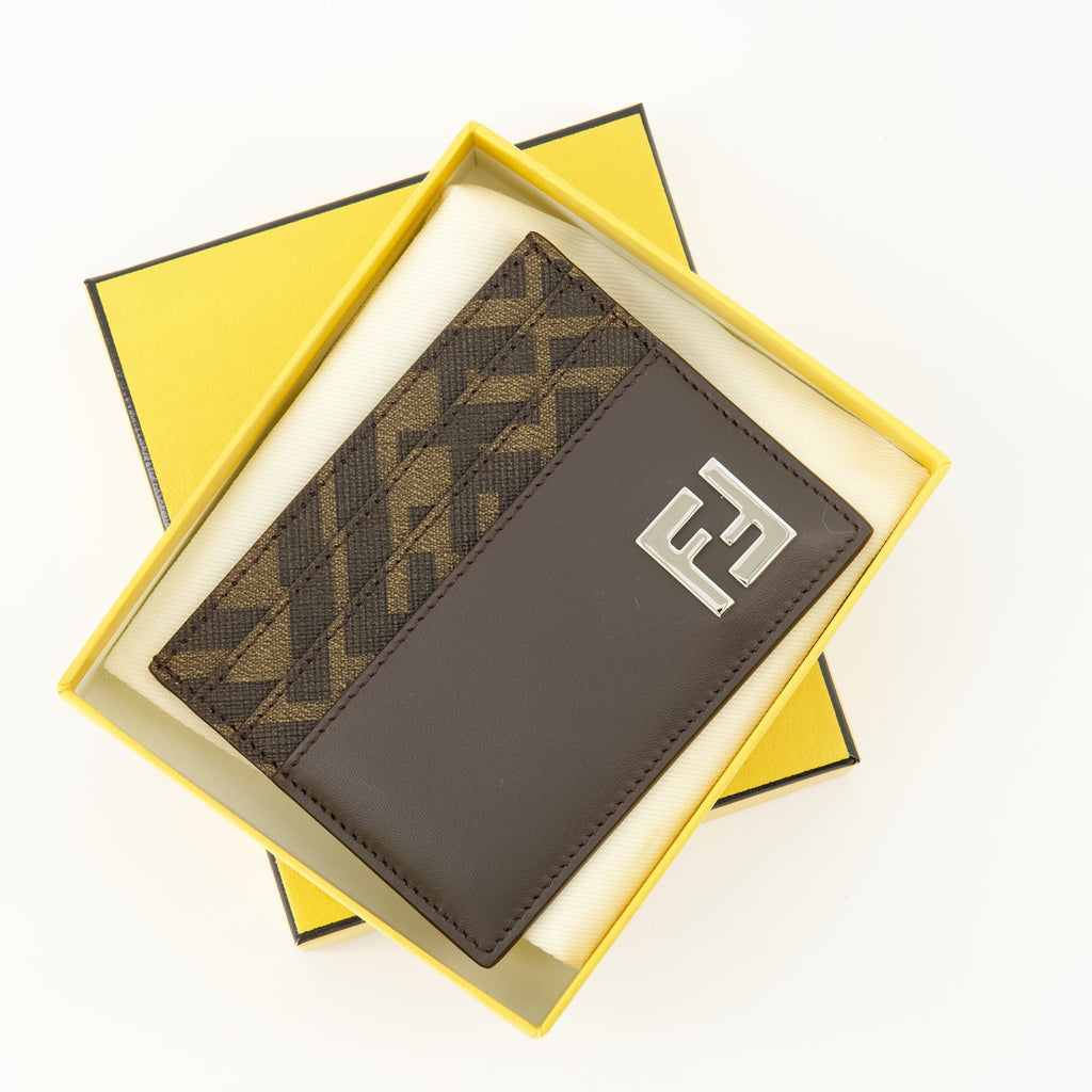 Fendi cardholder, luxury accessories, leather cardholder, men's cardholder, brown cardholder
