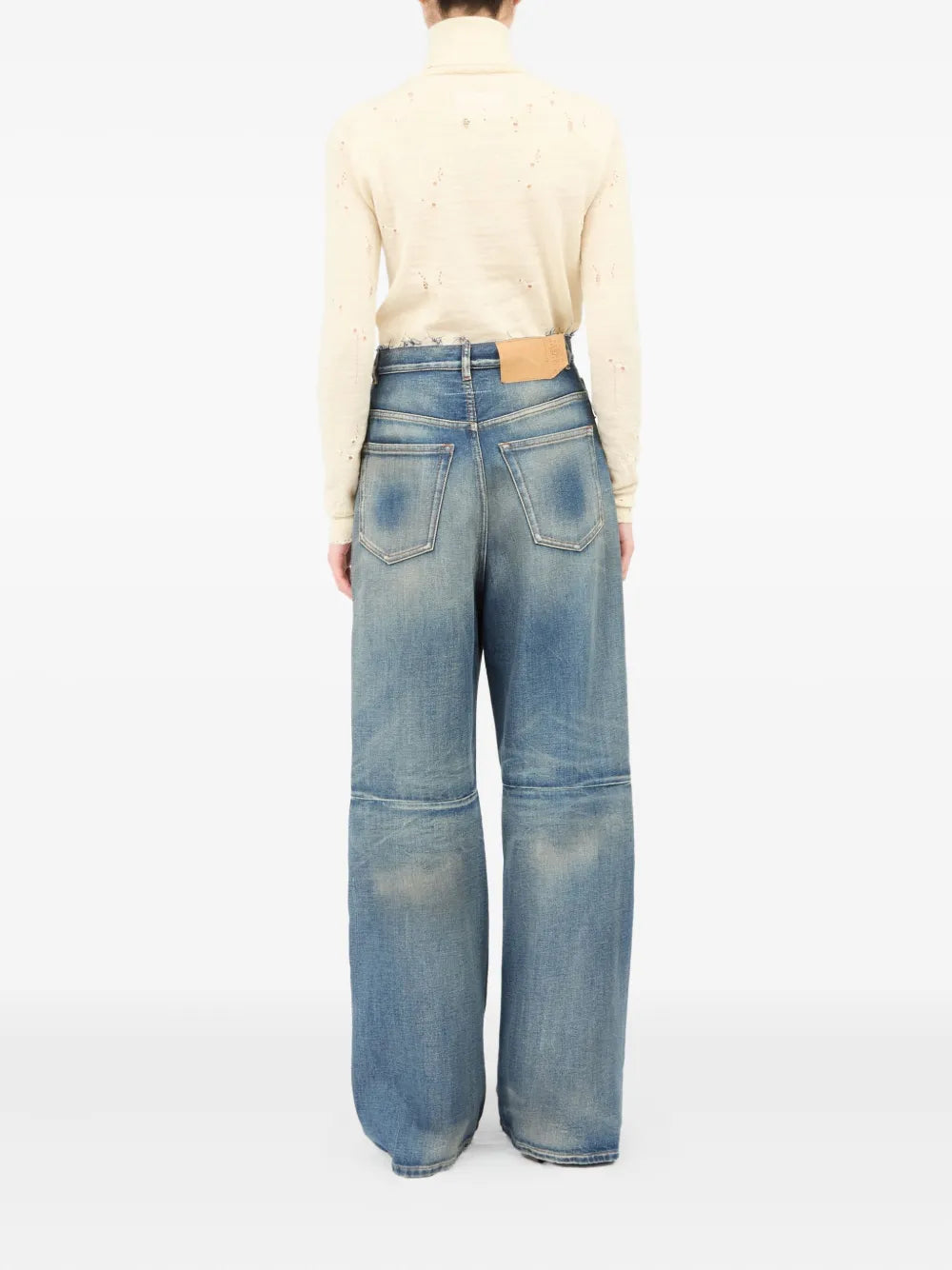 Hochgeschnittene Weite Jeans