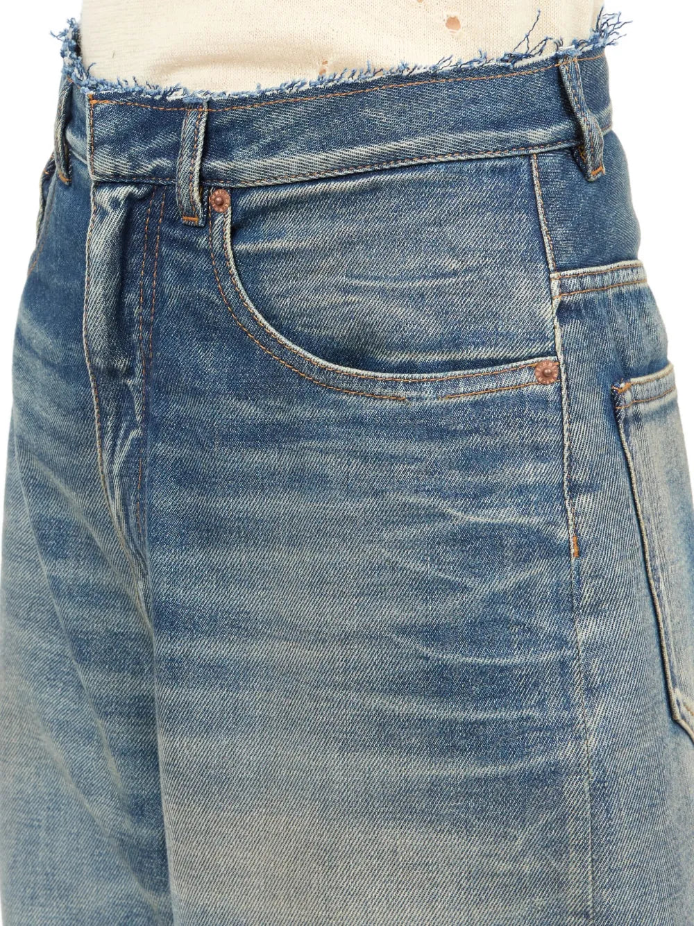 Hochgeschnittene Weite Jeans