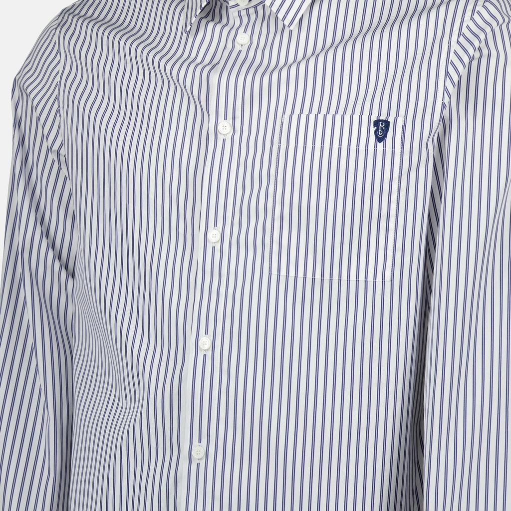Burberry shirt, striped shirt, cotton shirt, blue and white shirt, classic collar shirt