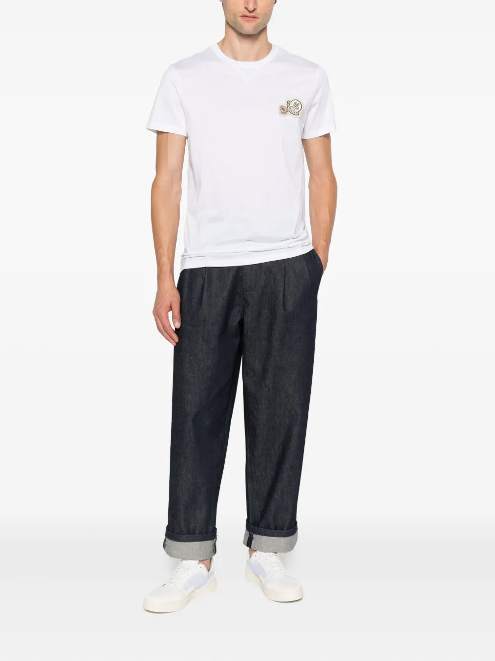 Image of White Logo T-Shirt by Moncler for Men - Season Autumn-Winter 2025 - Back View