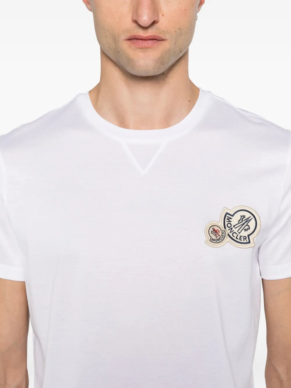 Image of White Logo T-Shirt by Moncler for Men - Season Autumn-Winter 2025 - Detail View 6