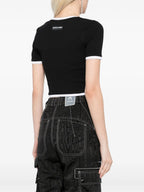 Immagine del Moon Noir Crop Top di Marine Serre per donne - Stagione Autunno-Inverno 2025 - Vista modello 3