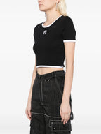 Immagine del Moon Noir Crop Top di Marine Serre per donne - Stagione Autunno-Inverno 2025 - Vista modello 2