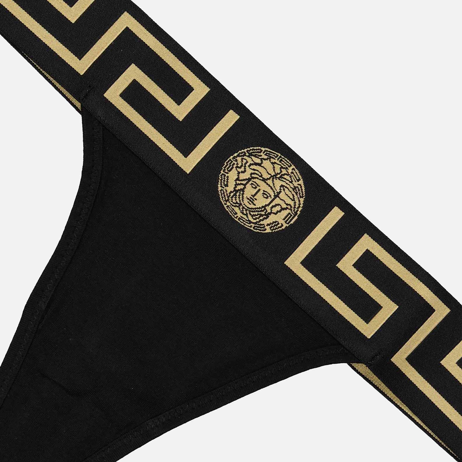 Versace, Medusa Greca, luxury lingerie, black string, designer underwear