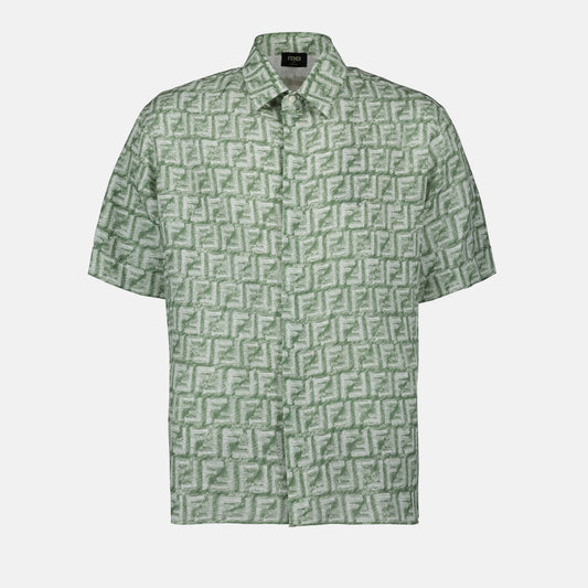 Green Linen Shirt, Luxury Men's Shirt, Spring-Summer 2024, FF Collection, Premium Quality Shirt